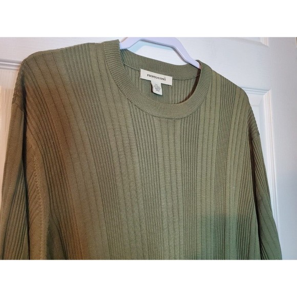 Pronto Uomo Xl T Shirt 75% Silk Green Short Sleeve Crew Neck - Picture 2 of 4